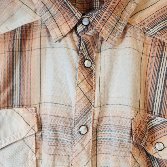 BKE Mens Athletic Fit Plaid Short Sleeve Snap Front Western Shirt 3XL - Picture 3 of 6